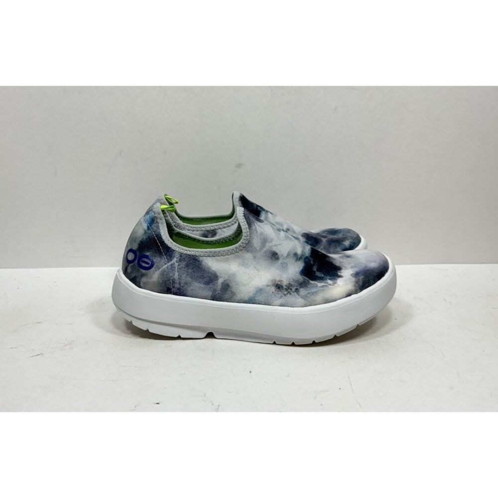 OOFOS Womens OOmg eeZee Shoe Size 5 Blue Tie Dye Recovery Slip‎ On Sport Flat